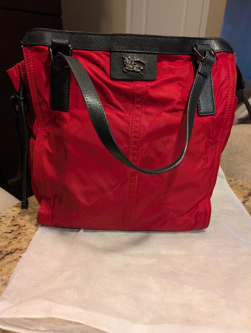 Burberry Red & Black Buckleigh Tote Bag